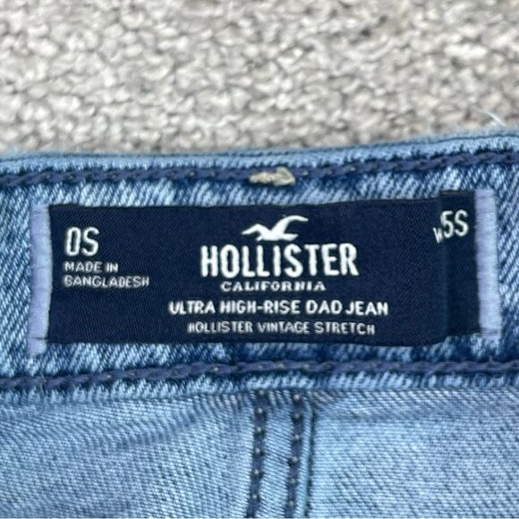 Hollister Dad Jeans Women’s 25 Short Blue Straight High Rise Flower Embroidered - Picture 5 of 12